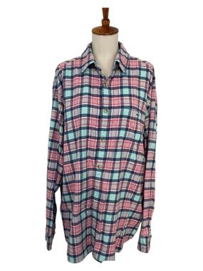 Vineyard‎ Vines Plaid Flannel Button Down Shirt Women’s L Long Sleeve Preppy